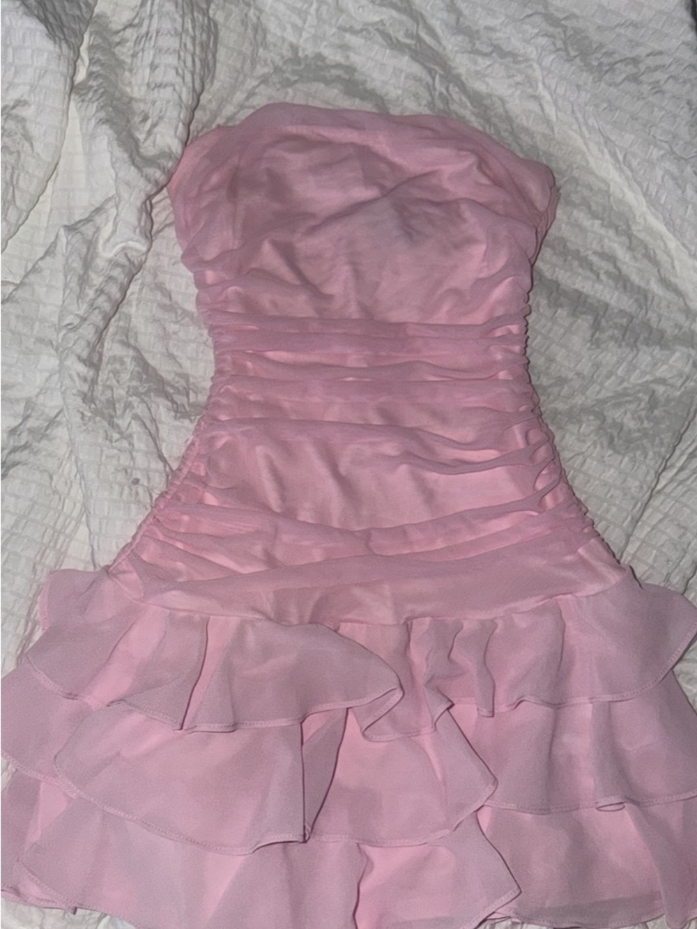 Windsor Strapless Light Pink Ruffle Cocktail Dress